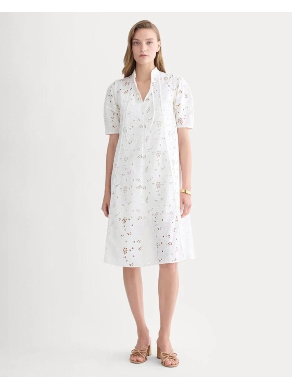 Everlane The Eyelet Midi Dress In Bone Floral Beach Feminine Vacation NWT M - Picture 3 of 12